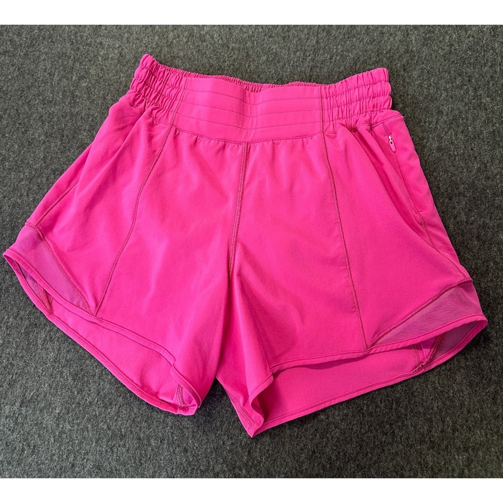 Lululemon 2023 Hotty Hot High-Rise Lined Shorts 4" Size 4 Lip Gloss Hot Pink - Picture 2 of 16